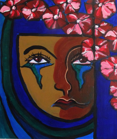 Bonjour tristesse 40x50 acryl op doek 2022 (verkocht) 