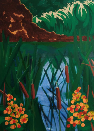 Aan de vijver 60x80 Acryl 2024