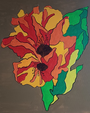 abstracte bloem 40x50 Acryl op doek 