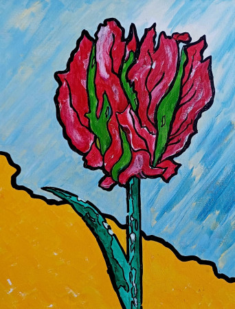 Papagaaitulp 40x50 Acryl op doek 2025